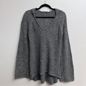 Gap Women’s small Oversized Marl Knit Wool Blend Hooded V Neck Shaker Sweater